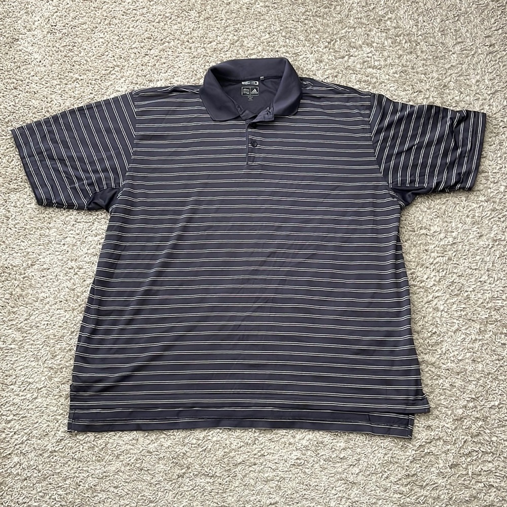 EUC Men’s Adidas ClimaCool Gray/White Short Sleeve Polo Size 2XL